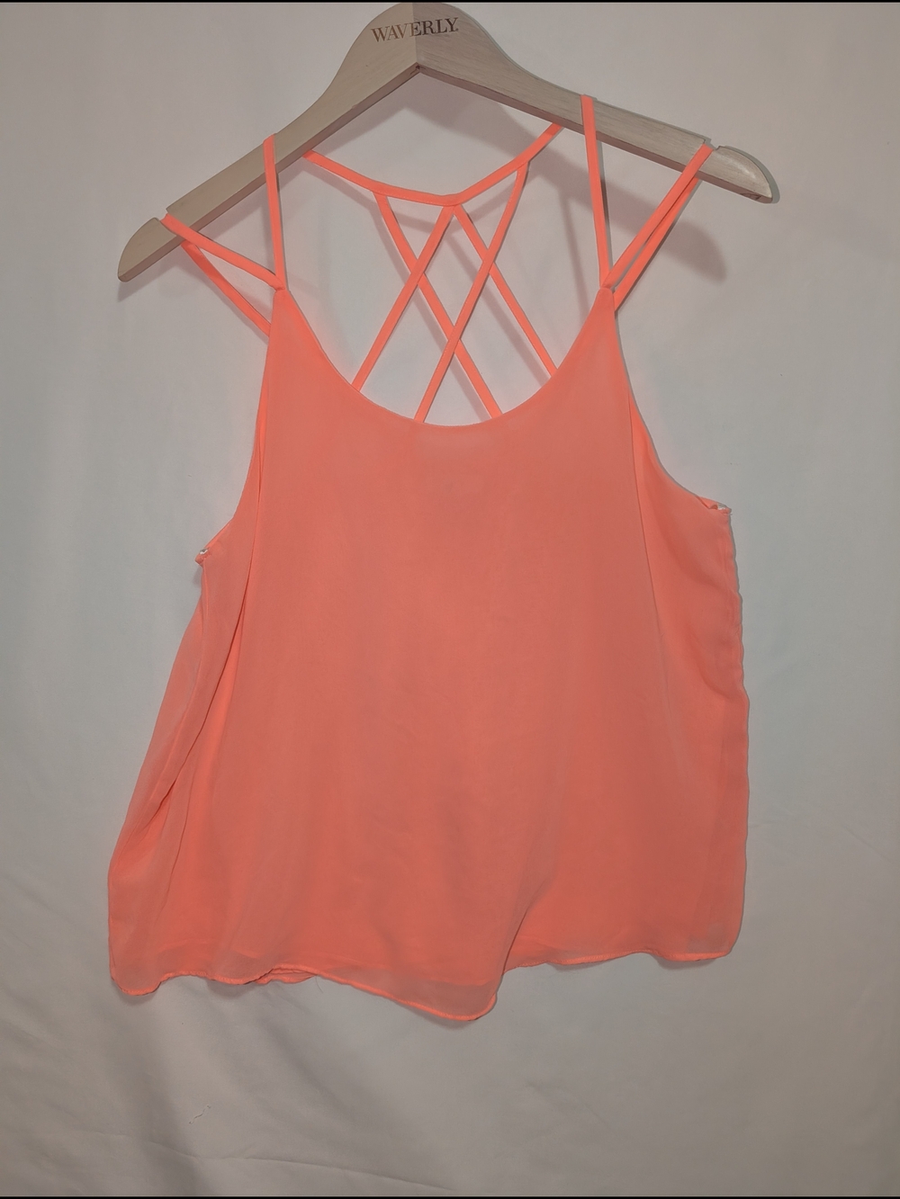 ✨ Mine Strappy Cage-Back coral/neon Tank Top Blouse - Size Large ✨